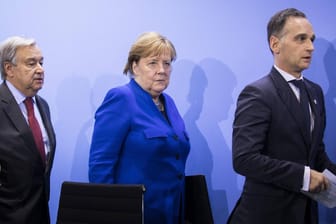 UN-Generalsekretär Guterres, Bundeskanzlerin Merkel, Bundesaußenminister Maas.
