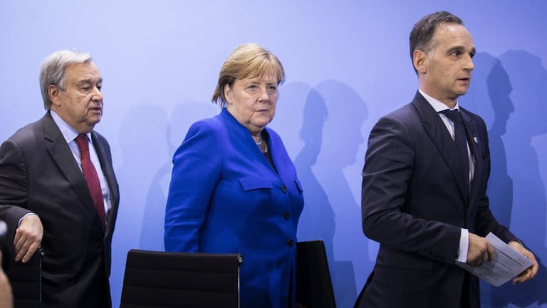 UN-Generalsekretär Guterres, Bundeskanzlerin Merkel, Bundesaußenminister Maas.