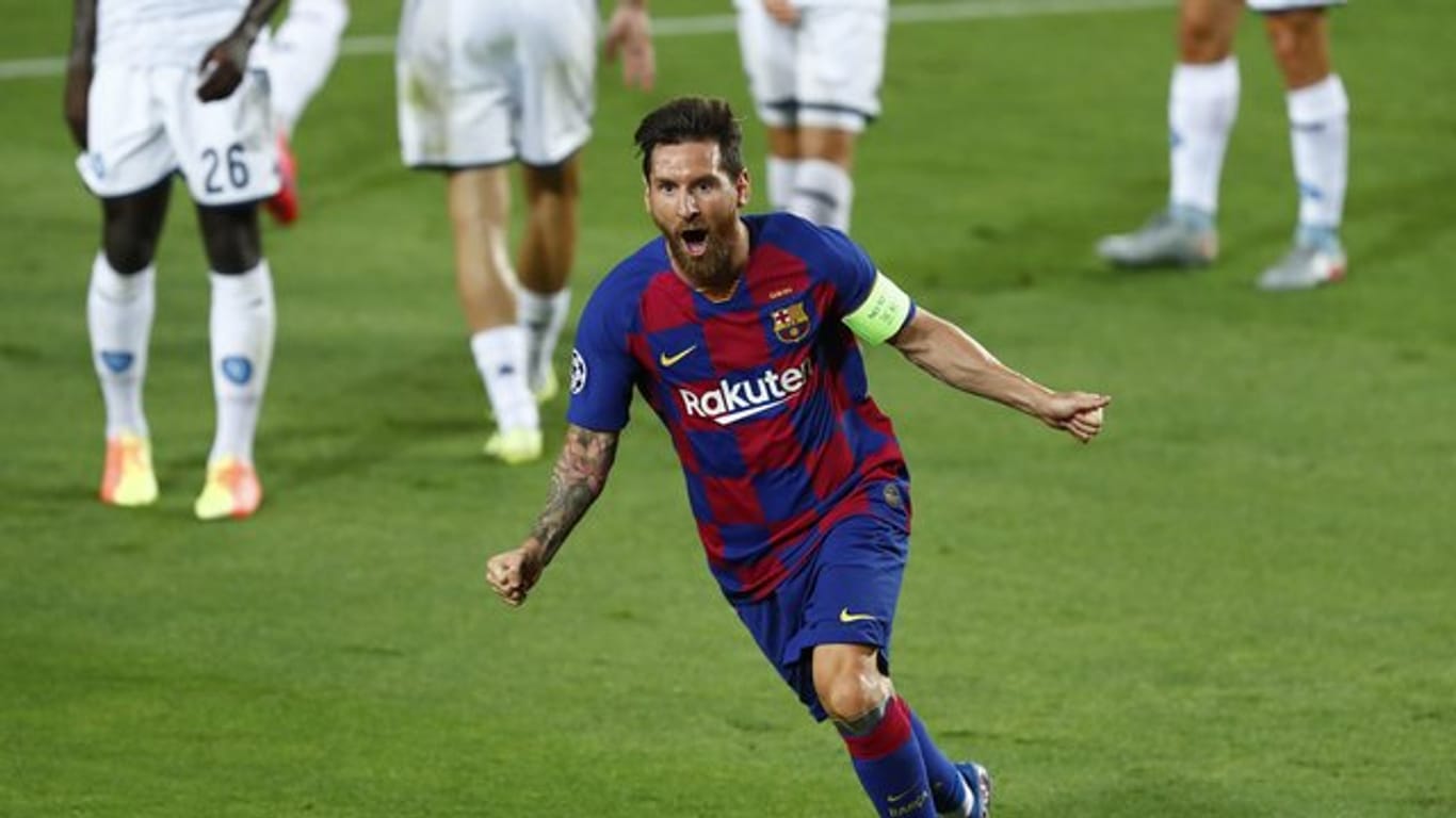 Lionel Messi bejubelt sein Tor zum 2:0 für den FC Barcelona gegen den SSC Neapel.
