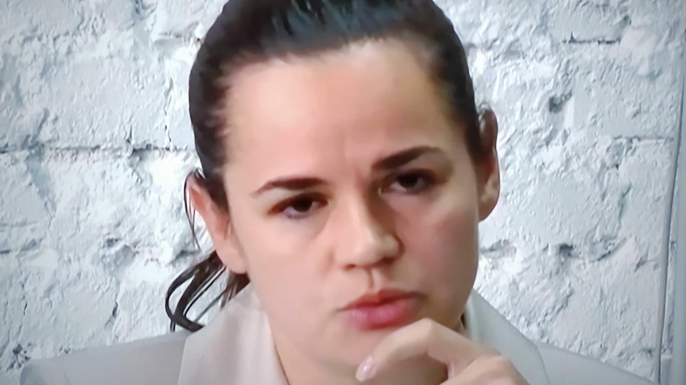 Swetlana Tichanowskaja: Die emotionale Videobotschaft fiel der Oppositionellen nicht leicht.