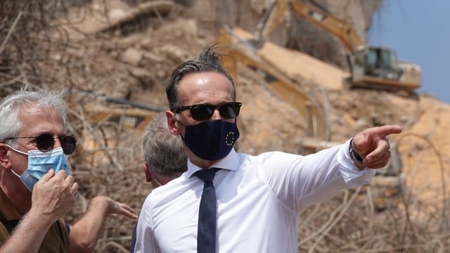 Außenminister Heiko Maas sieht sich bei seinem Besuch in Beirut die immense Zerstörung nach der Explosion vom 4.