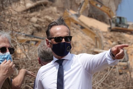 Außenminister Heiko Maas sieht sich bei seinem Besuch in Beirut die immense Zerstörung nach der Explosion vom 4.