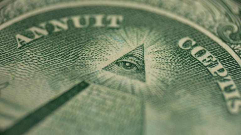Ein Symbol der Freimaurer auf der US-Dollarnote: US-Präsident Roosevelt ließ es dort platzieren, schreibt Dickie. Mit den Illuminaten hat es nichts zu tun.