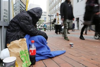 Ein Obdachloser in der Dortmunder Innenstadt.