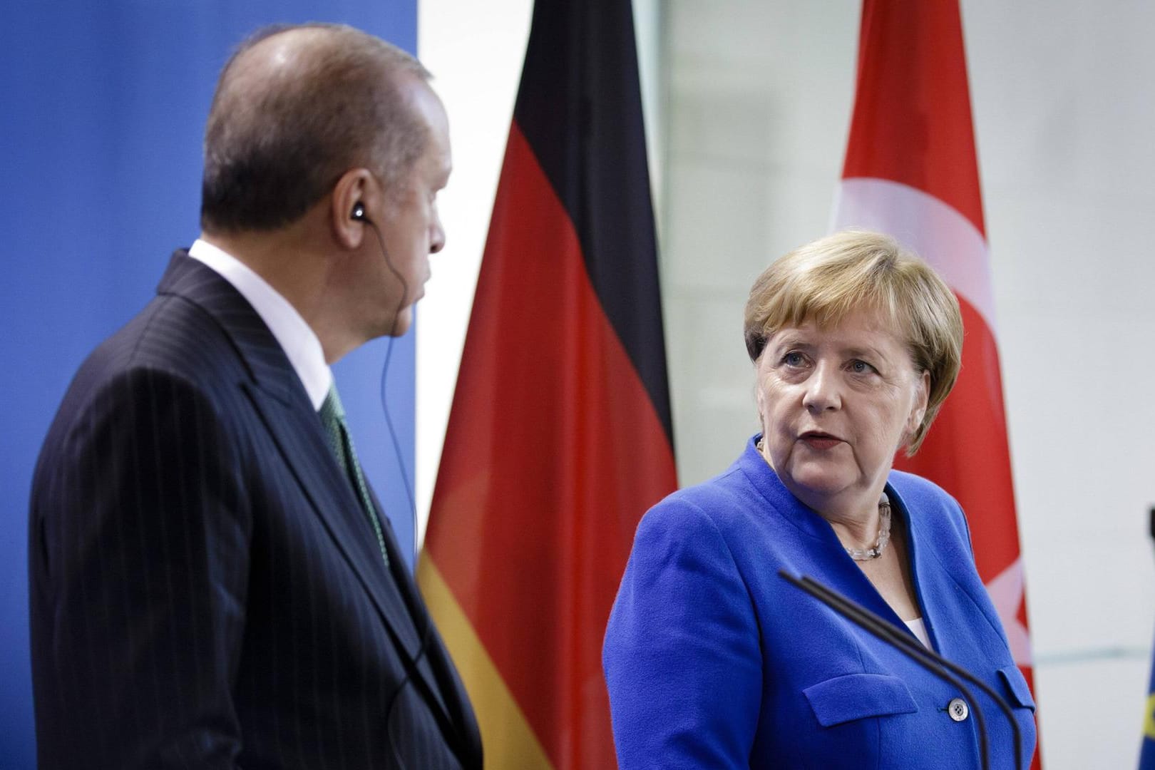 Kanzlerin Merkel, Präsident Erdogan (Archivbild): Suchen im Gas-Streit im Mittelmeer das Gespräch.