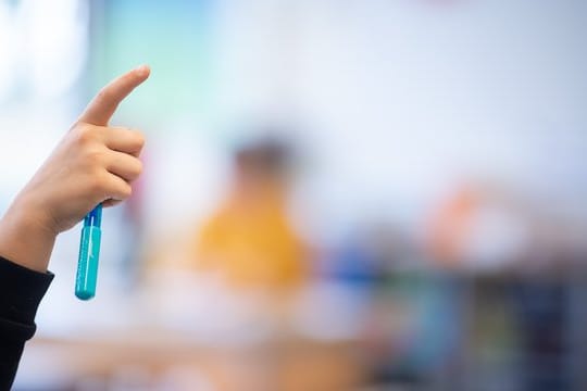 Eine Schülerin meldet sich während des Unterrichts.