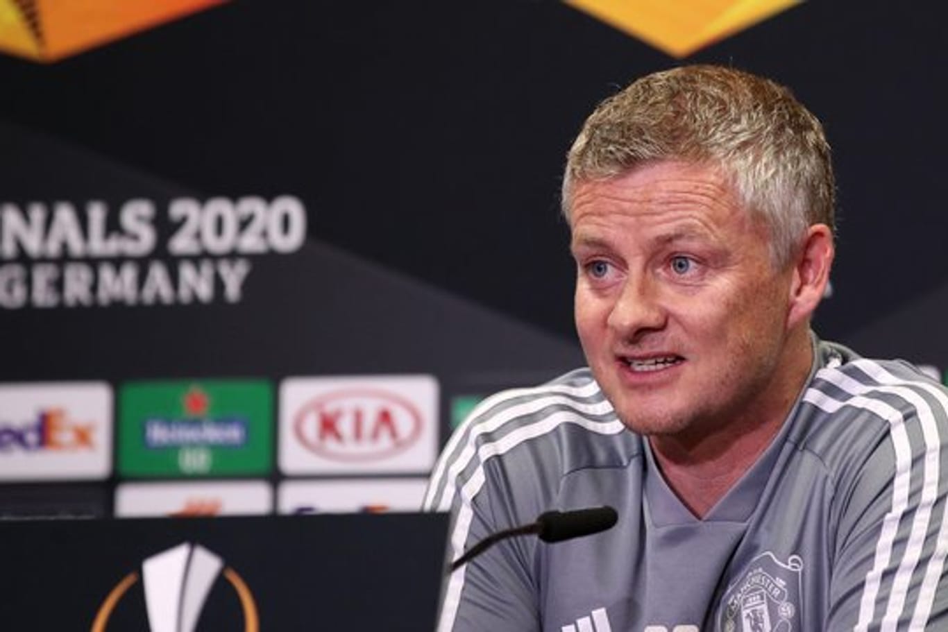 Der United-Cheftrainer Solskjaer steht vor dem Europa League-Halbfinale bei der Pressekonferenz Rede und Antwort.