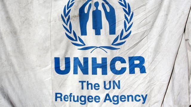 Das Logo "UN Refugee Agency". Das Logo "UN Refugee Agency".