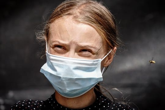Die Klimaaktivistin Greta Thunberg während einer Pressekonferenz.