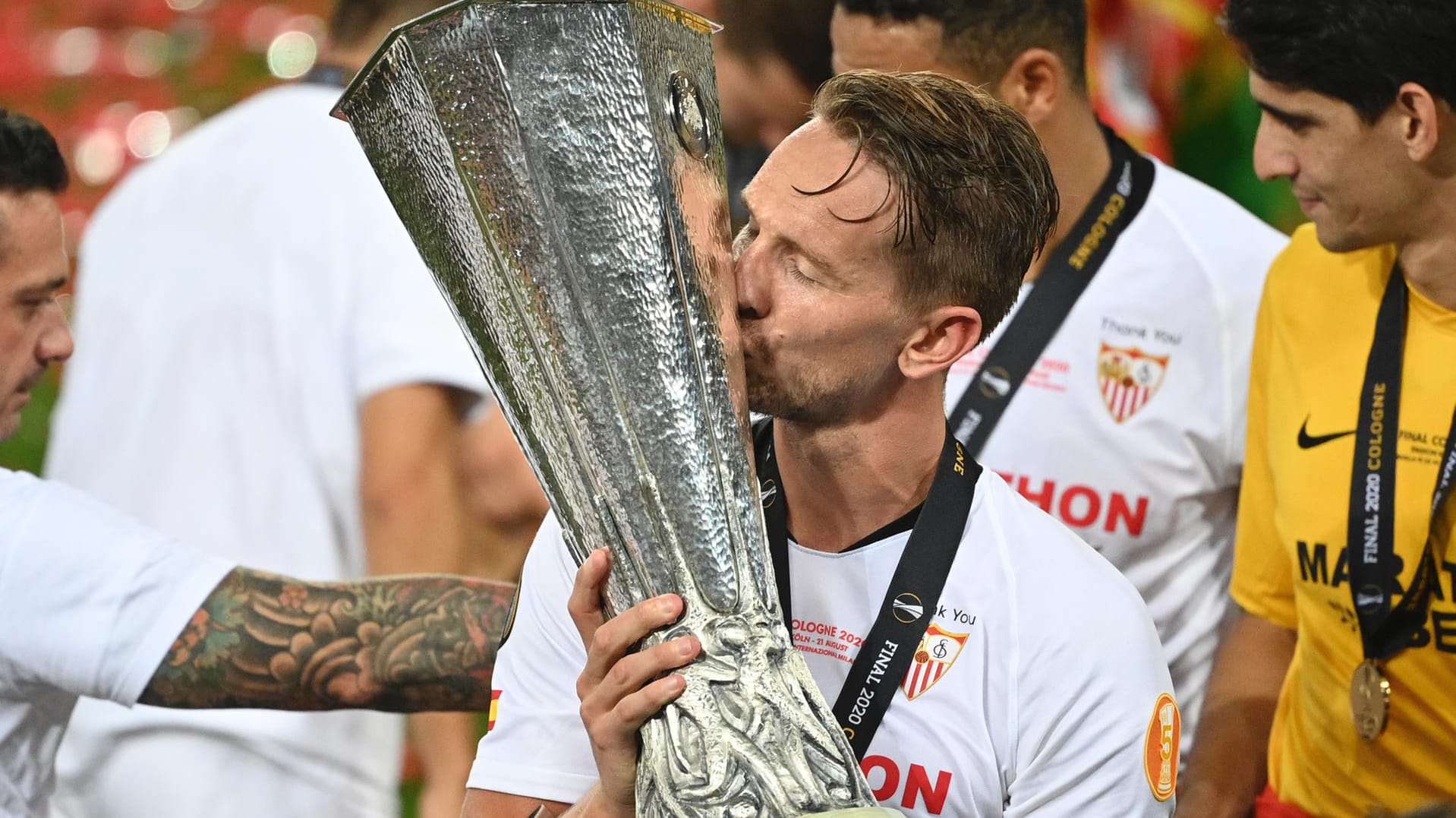 Ex-Gladbacher als Matchwinner: Luuk de Jong erzielte für Sevilla im Europa-League-Finale gegen Inter zwei Tore. Von 2012 bis 2014 gelangen ihm in Mönchengladbach lediglich sechs Ligatreffer.