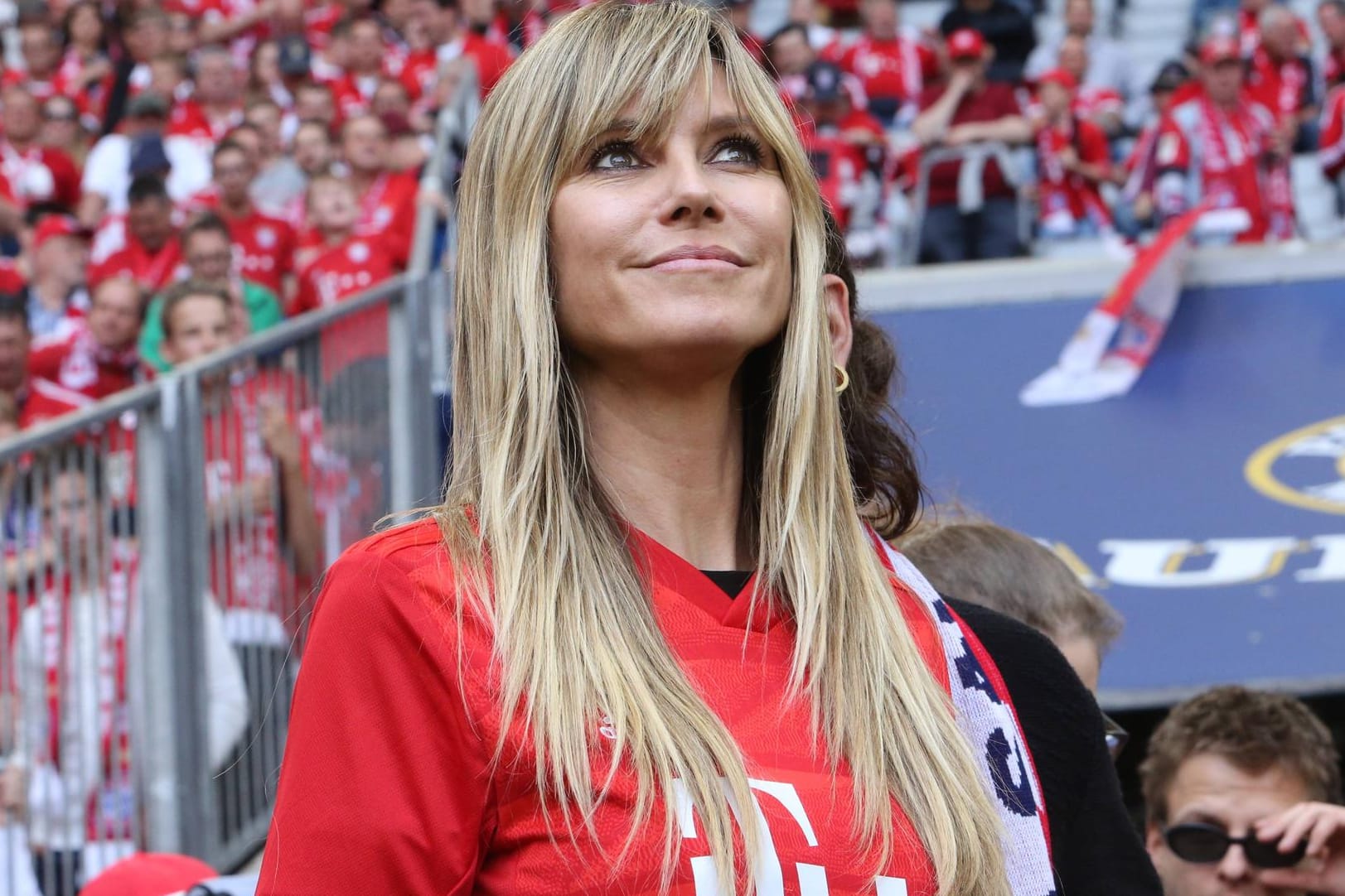 Heidi Klum im Mai 2019 in der Allianz Arena: Das Model ist Fan des FC Bayern München. (Archivbild)