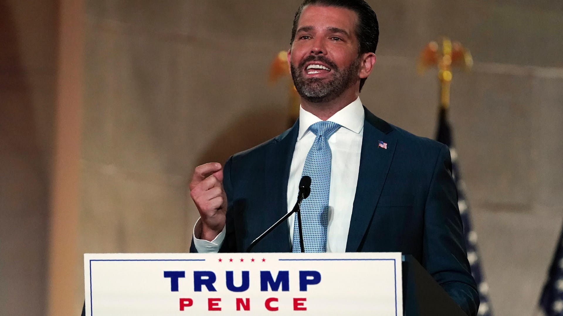 Donald Trump Jr.: Er hat beim Parteitag der Republikaner für die Wiederwahl seines Vaters geworben.