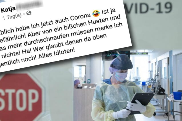 "Alles Idioten": Keine 48 Stunden nach dem Posting schrieb die Nutzerin, sie bekomme jetzt Sauerstoff, weil sie solche Atemprobleme habe. t-online.de ist dem Fall der Corona-Leugnerin nachgegangen, die nun schwer erkrankt sein soll.