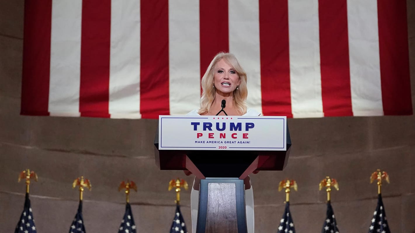 Kellyanne Conway beim Parteitag der US-Republikaner: Die Beraterin des Weißen Hauses wirbt für eine Wiederwahl von Donald Trump.