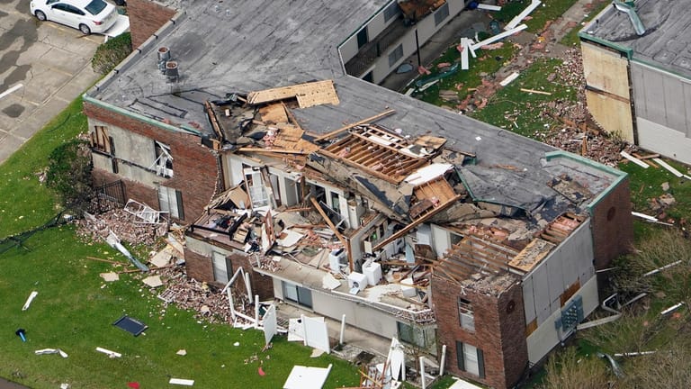 Ein zerstörtes Haus in Louisiana: Wirbelsturm "Laura" hat heftige Schäden in dem Bundesstaat angerichtet.