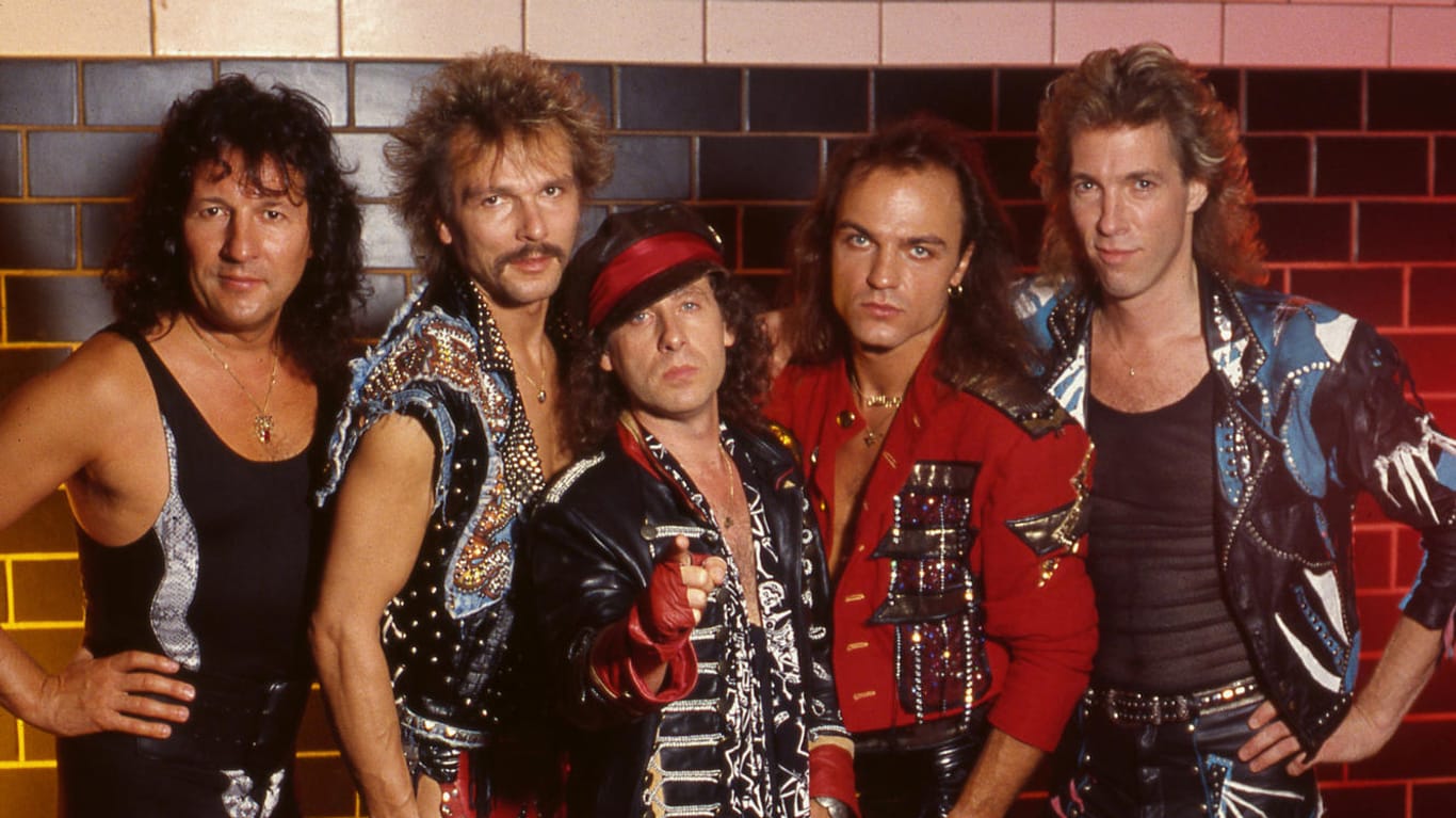 Die Scorpions 1989 (v.l.): Hermann Rarebell, Rudolf Schenker, Klaus Meine, Matthias Jabs und Francis Buchholz.