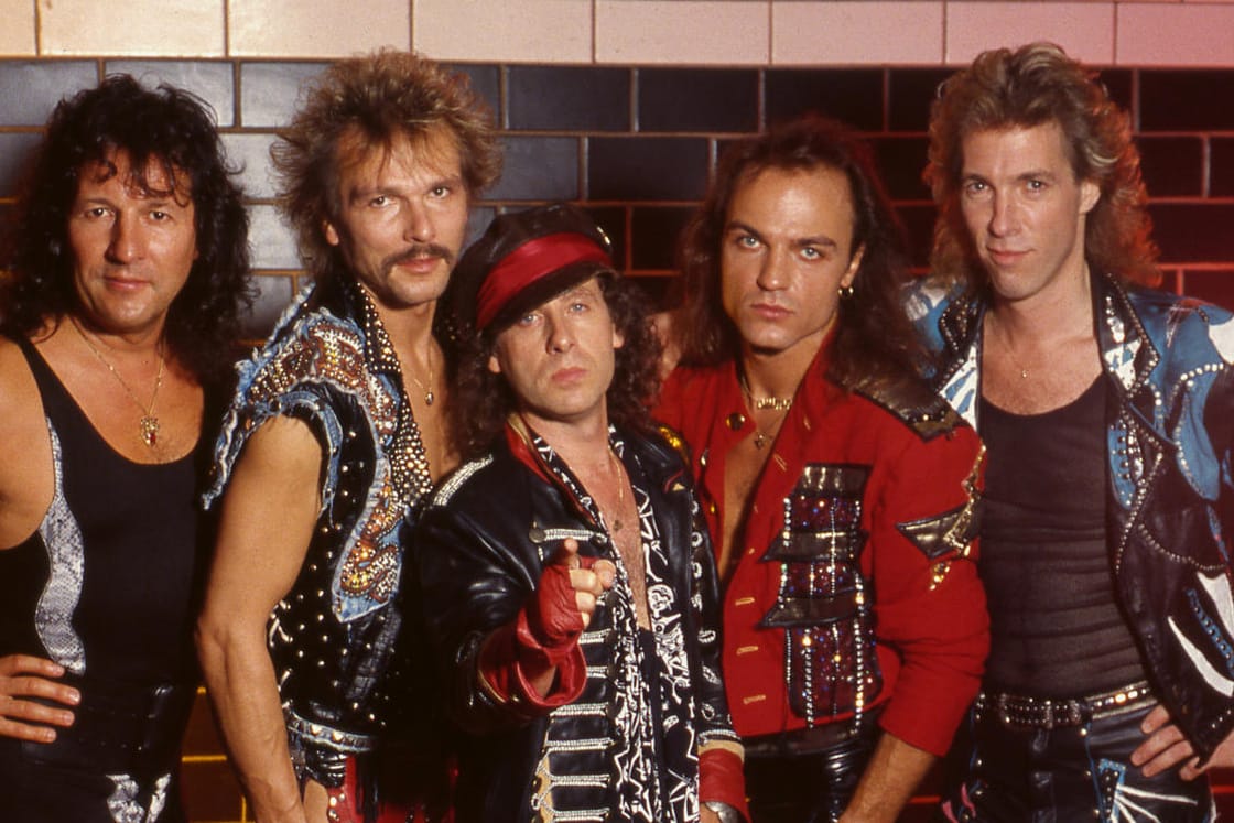 Die Scorpions 1989 (v.l.): Hermann Rarebell, Rudolf Schenker, Klaus Meine, Matthias Jabs und Francis Buchholz.