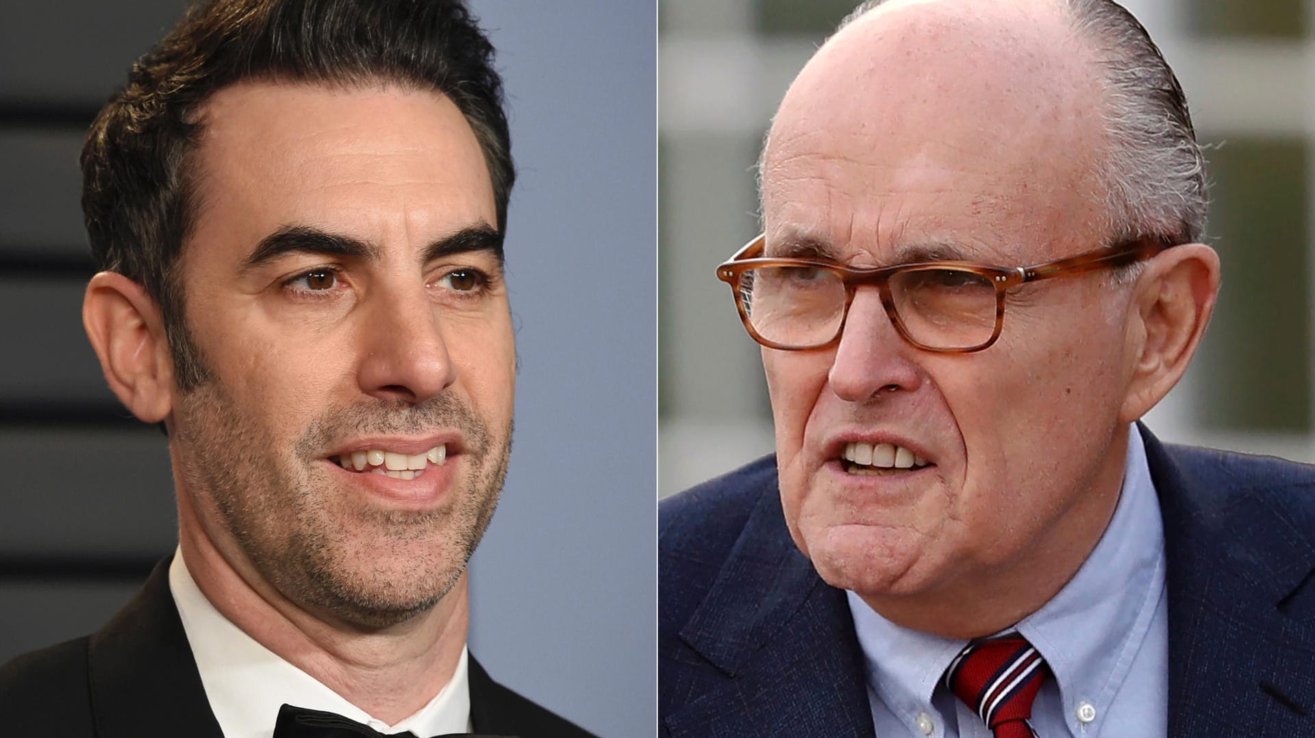 Trumps Anwalt Rudy Giuliani (r.) und der britische Komiker Sacha Baron Cohen (l.)