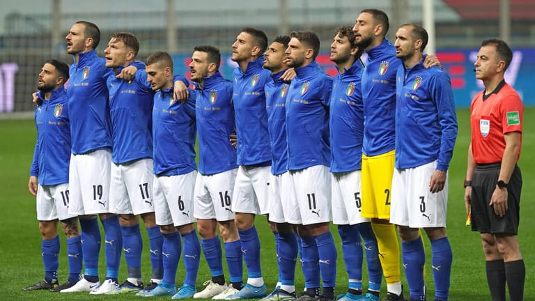 Italiens Nationalmannschaft Squadra Azzurra am 25.03.21 vor dem WM-Qualifikationsspiel gegen Nord-Irland.