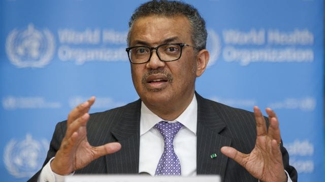 Tedros Adhanom Ghebreyesus, Generaldirektor der Weltgesundheitsorganisation (WHO), spricht während einer Pressekonferenz.