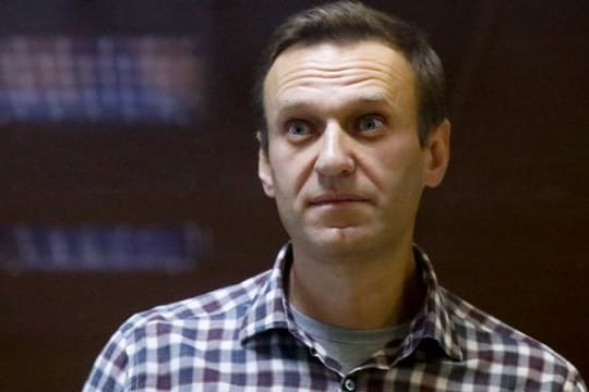 Der russische Oppositionsführer Alexej Nawalny steht in einem Käfig im Bezirksgericht Babuskinskij in Moskau, Russland.