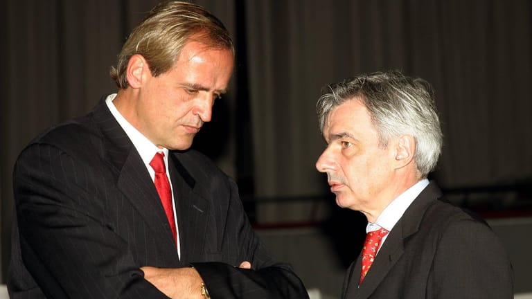 Florian Homm (l.) 2004 neben dem damaligen BVB-Manager Michael Meier.
