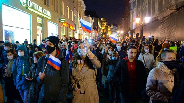 Protest für Alexej Nawalny in Moskau.
