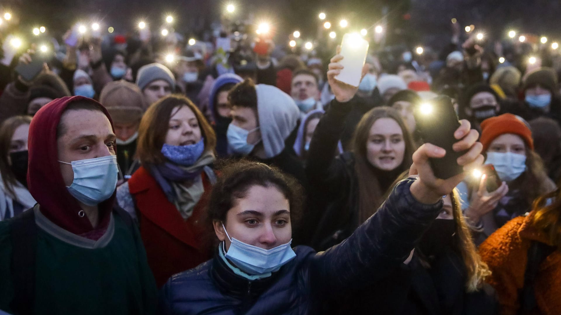 Unterstützer in Moskau: Demonstranten hatten gefordert, dass Nawalny auch im Straflager zumindest eine medizinische Versorgung erhält.