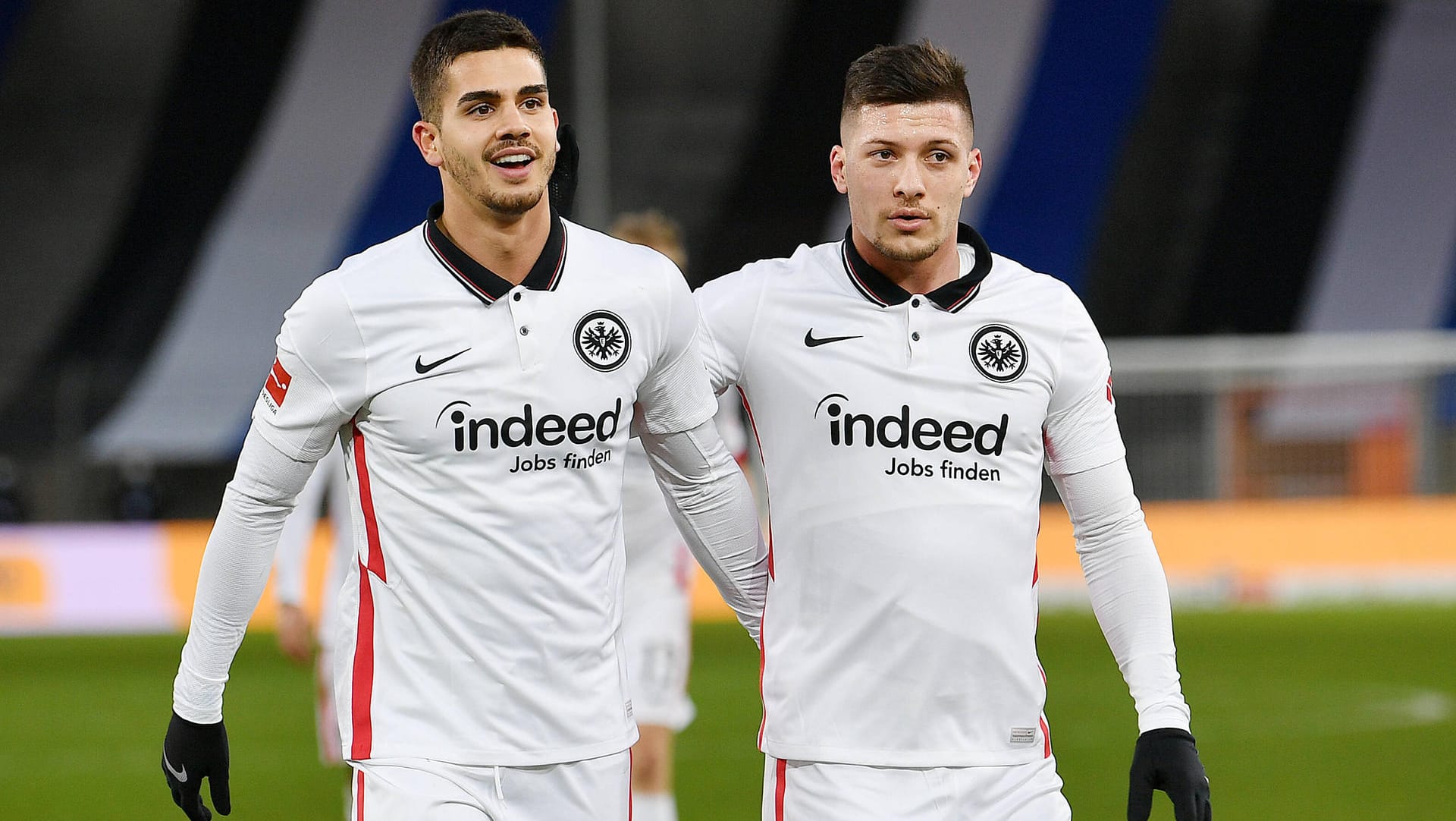 Luka Jovic (r.) und André Silva: Noch spielen die beiden Stürmer gemeinsam bei der Eintracht.