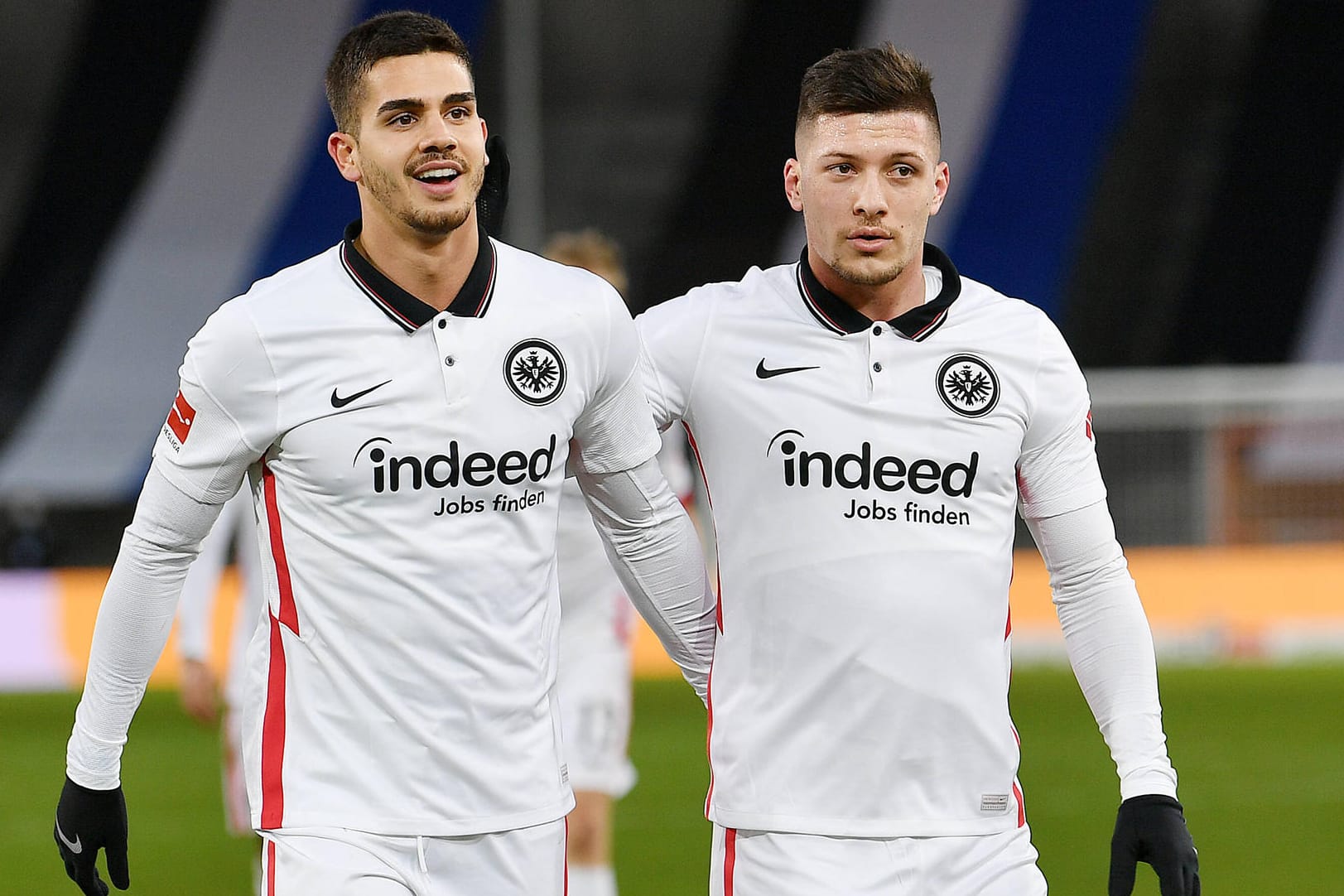 Luka Jovic (r.) und André Silva: Noch spielen die beiden Stürmer gemeinsam bei der Eintracht.