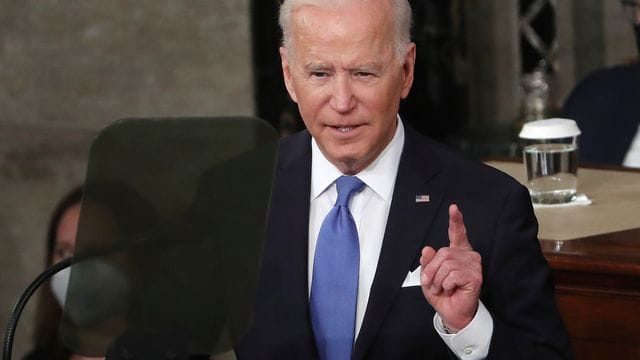 US-Präsident Joe Biden spricht während einer gemeinsamen Sitzung des US-Kongresses. US-Präsident Joe Biden spricht während einer gemeinsamen Sitzung des US-Kongresses.