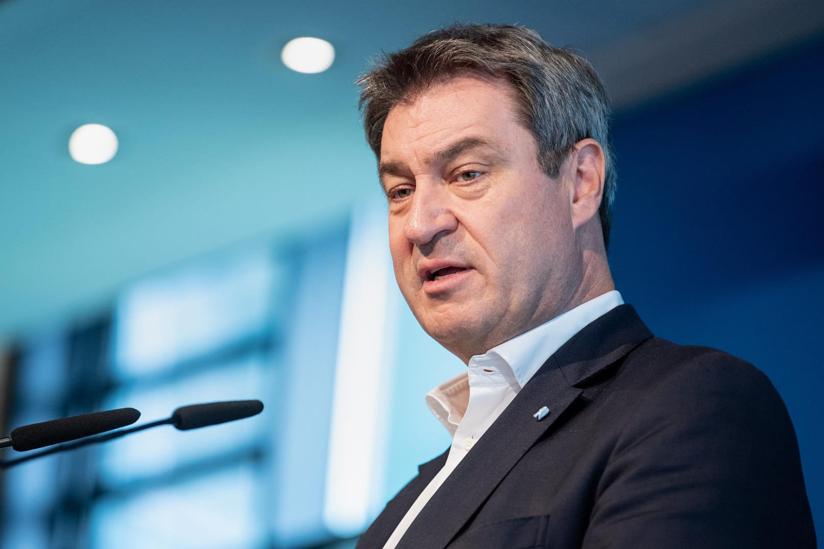 Markus Söder bei einer Pressekonferenz in München: Der CSU-Vorsitzende büßt mit seiner Partei in den letzten Umfragen deutlich an Zustimmung ein.