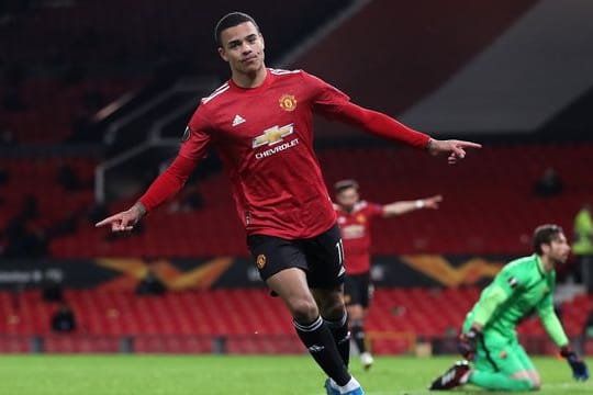 Manchester Uniteds Mason Greenwood freut sich über das sechste Tor im Spiel gegen AS Rom.