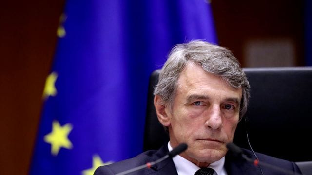 David Sassoli, Präsident des Europäischen Parlaments, während eines Plenums im Europäischen Parlament. David Sassoli, Präsident des Europäischen Parlaments, während eines Plenums im Europäischen Parlament.