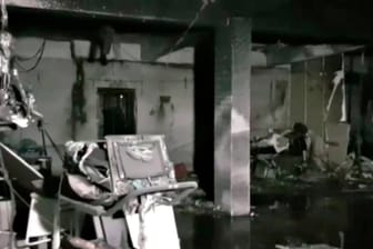Bild einer Überwachungskamera aus einer Klinik in Indien: Die Corona-Station brannte komplett aus.