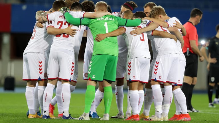 Die dänische Nationalmannschaft beim WM-Qualifikationsspiel am 30. März 2021 in Österreich.