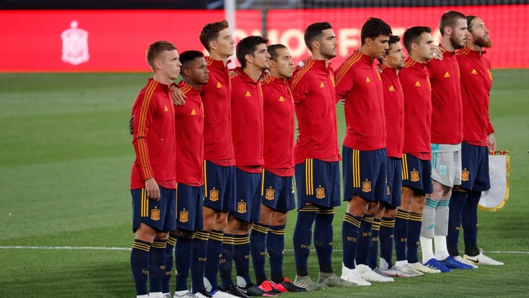 Die Nationalmannschaft Spaniens am 6.09.2020 vor dem Nations-League-Spiel gegen die Ukraine.