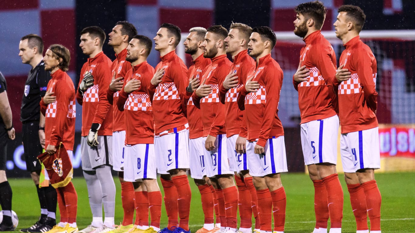 Die Nationalmannschaft Kroatiens vor dem Nations-League-Spiel gegen Schweden am 11. Oktober 2020.