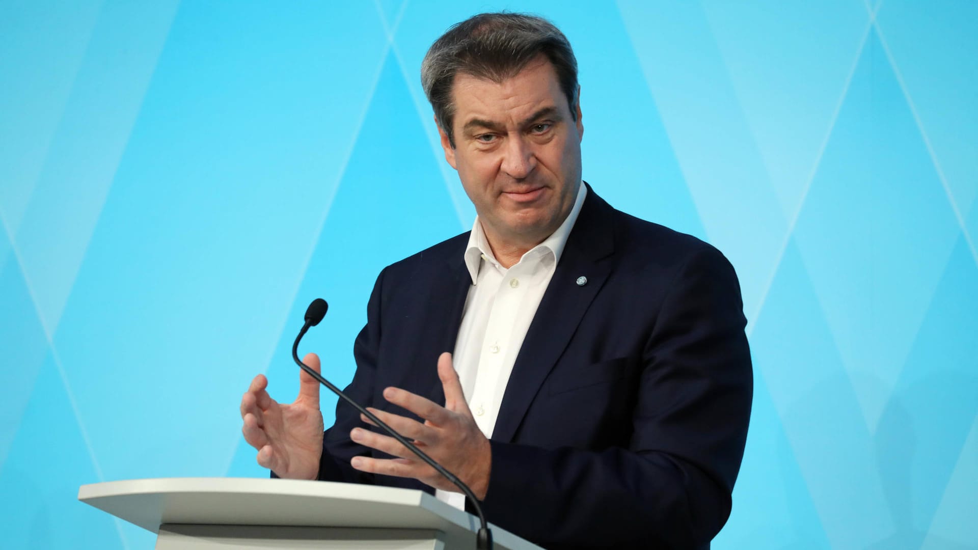 CSU-Chef Markus Söder bei einer Pressekonferenz (Archivbild). Der bayerische Ministerpräsident spricht sich gegen Grün-Schwarz aus.