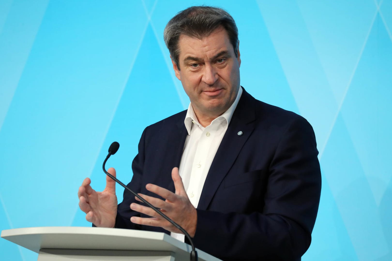 CSU-Chef Markus Söder bei einer Pressekonferenz (Archivbild). Der bayerische Ministerpräsident spricht sich gegen Grün-Schwarz aus.