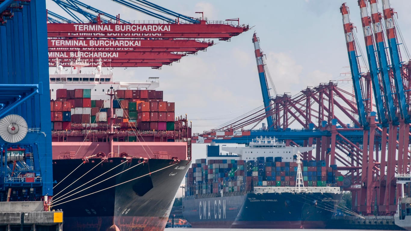 Containerschiffe in Hamburg (Symbolbild): Die deutsche Wirtschaft hat unter Corona stark gelitten.