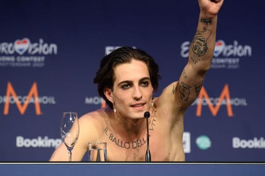 Der Sänger Damiano David beim ESC in Rotterdam.