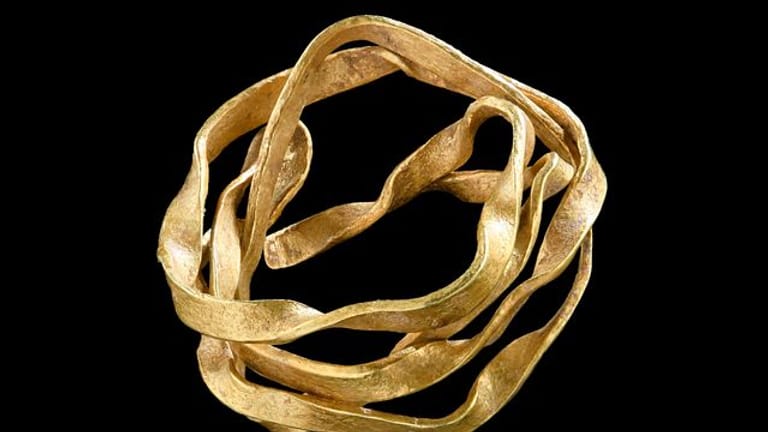 Eine etwa 3800 Jahre alte Goldspirale, die in der Bronzezeit wohl als Haarschmuck genutzt wurde.