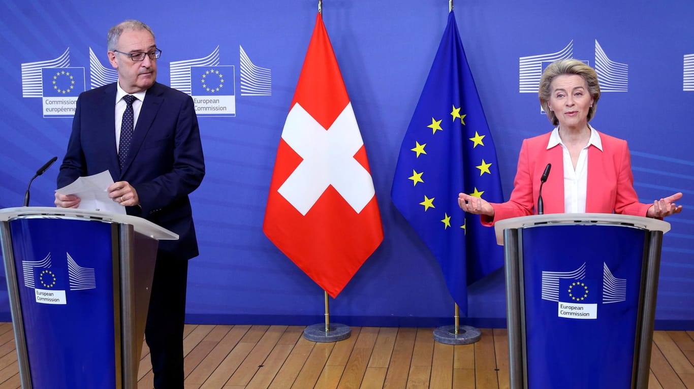 Der Schweizer Präsident Guy Parmelin und EU-Kommissionschefin Ursula von der Leyen: Beide Seiten konnten sich nicht auf ein neues Abkommen einigen (Archivfoto).