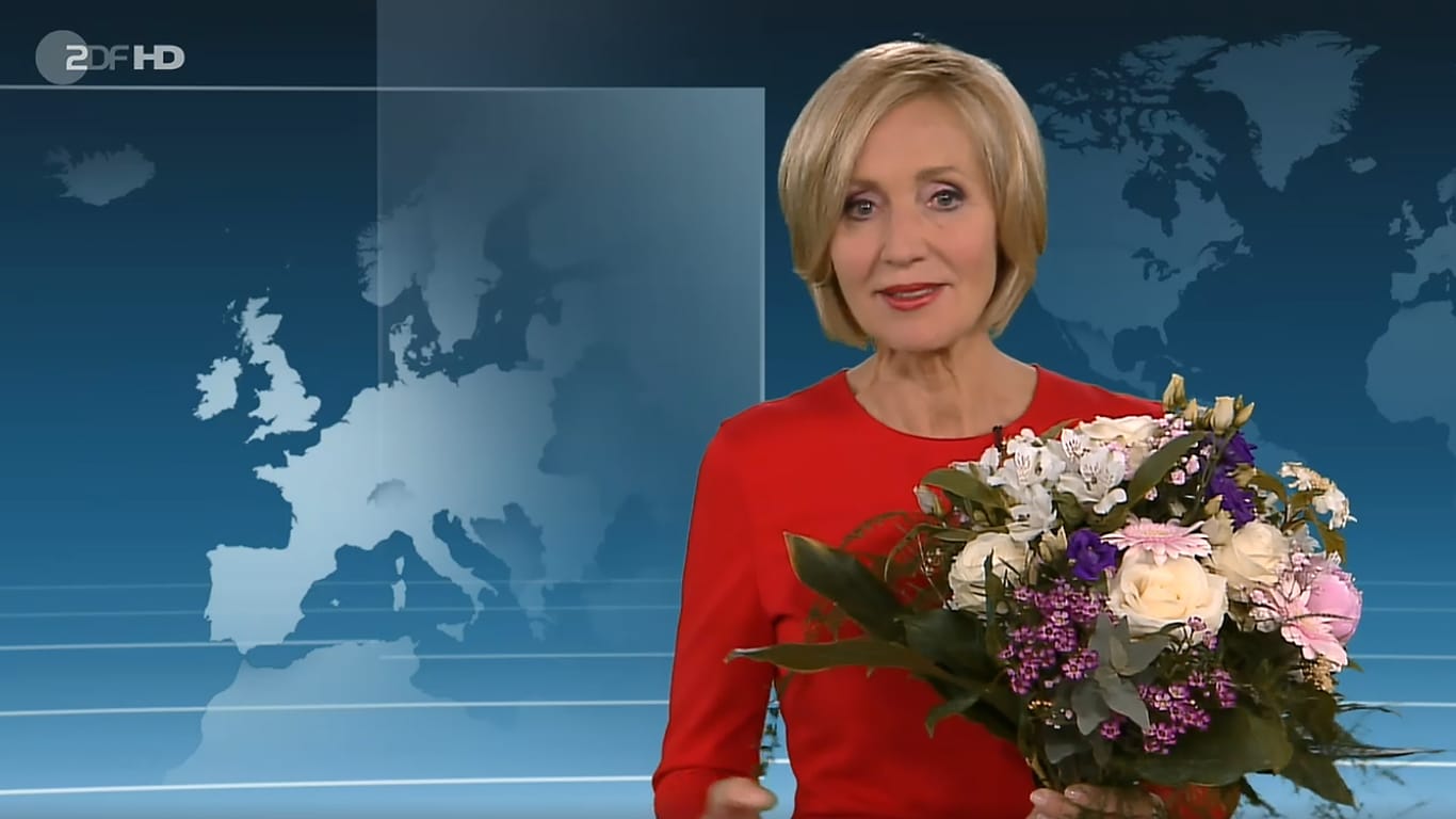 Petra Gerster: Mit einem Blumenstrauß in der Hand verabschiedete sie sich von den Zuschauern.