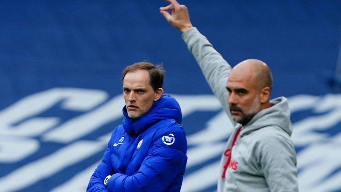 Thomas Tuchel und Pep Guardiola (r.): Zwei Premier-League-Trainer unter sich.