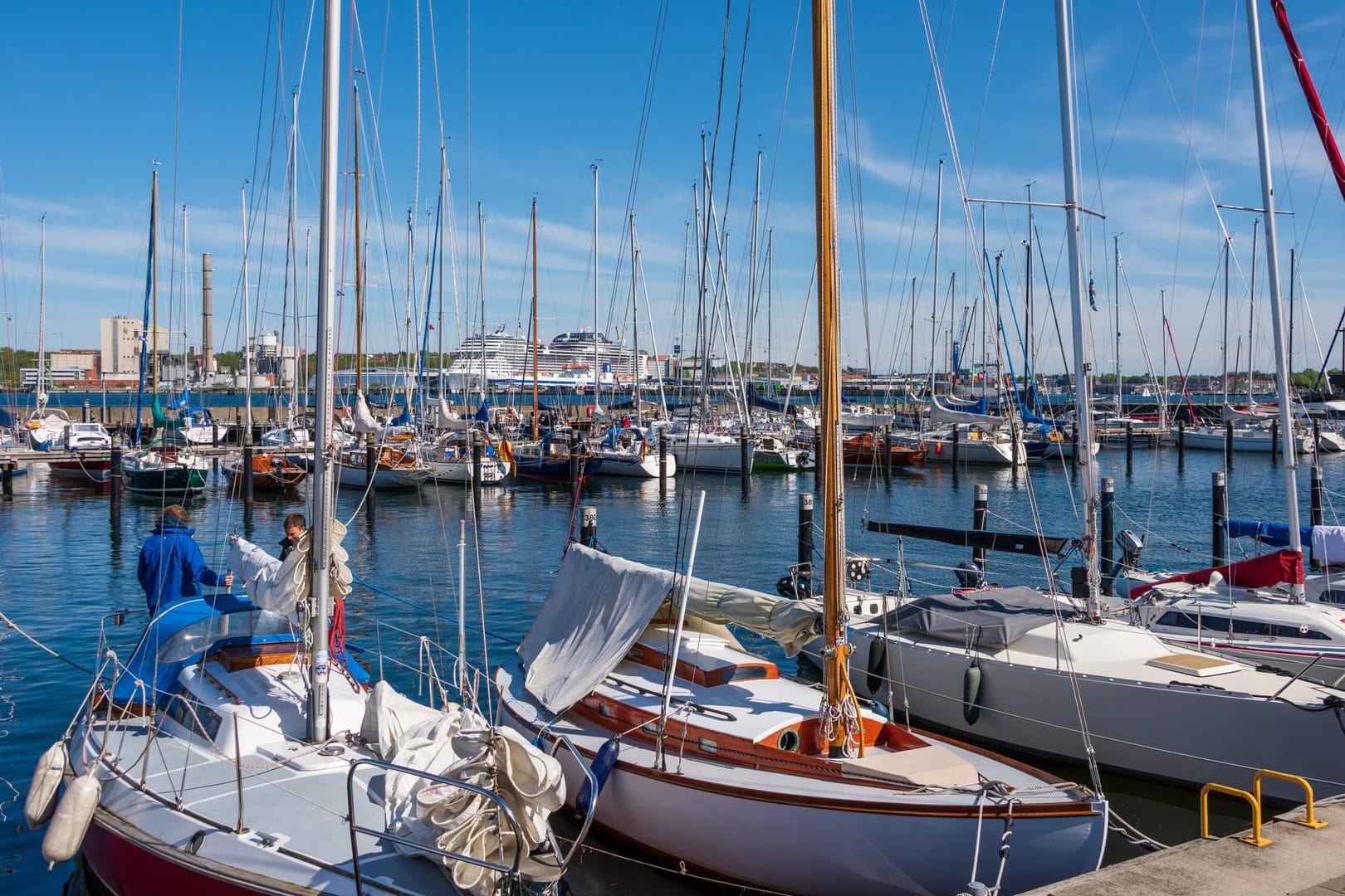 Segelboote im Kieler Hafen: Die Führerscheinprüfung fürs Boot fällt vielen schwerer als fürs Auto – aus einem einfachen Grund.