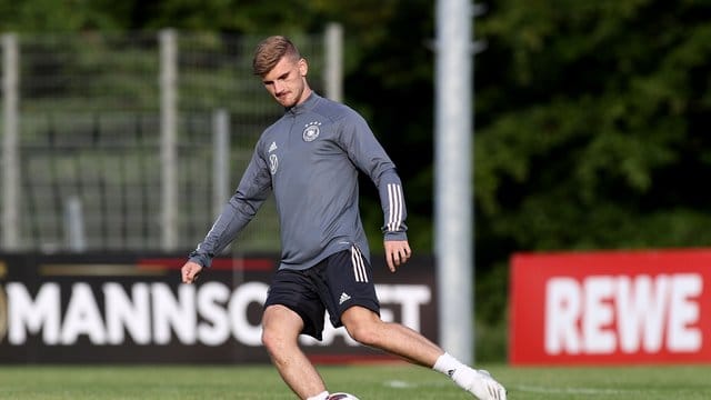 Timo Werner beim Training der deutschen Fußball-Nationalmanschaft in Stuttgart.