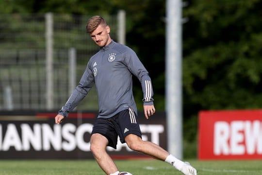 Timo Werner beim Training der deutschen Fußball-Nationalmanschaft in Stuttgart.