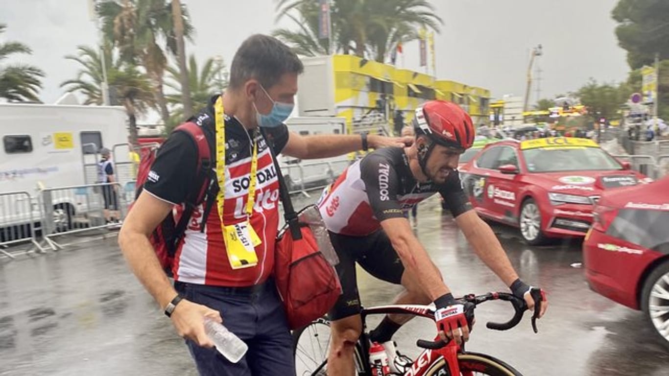 Befindet sich nach seinem Tour-Aus auf dem Wege der Besserung: John Degenkolb (r).